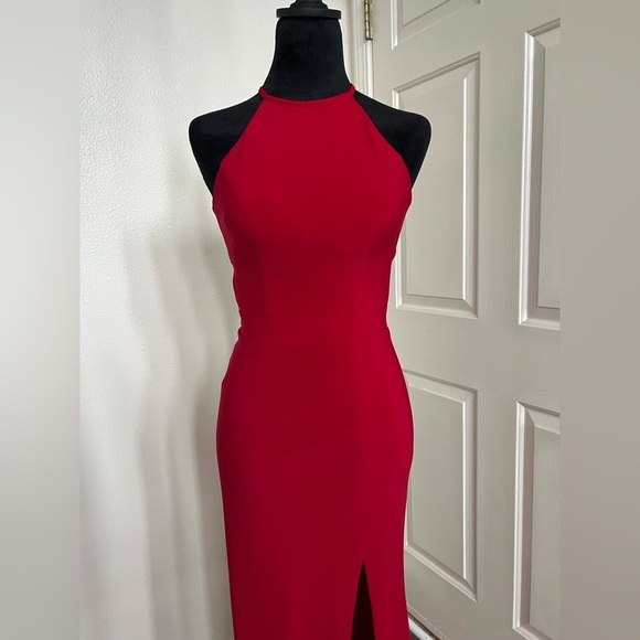 Sherri Hill Red Side Split Dress - Picture 2 of 8